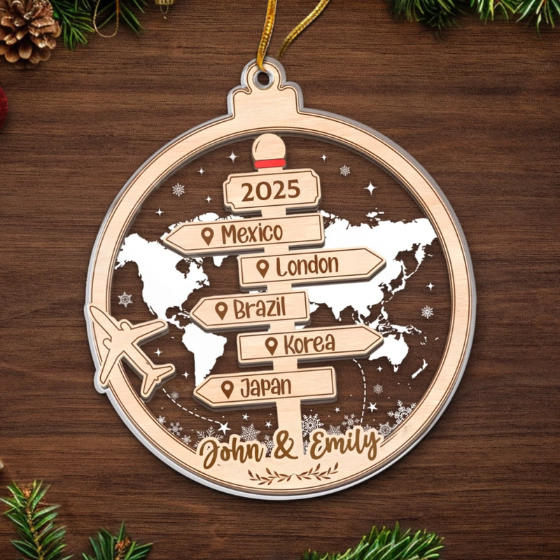 Personalized Acrylic Ornament – Christmas Gift For Family, Travel Lovers – Driven By Love United By Freedom