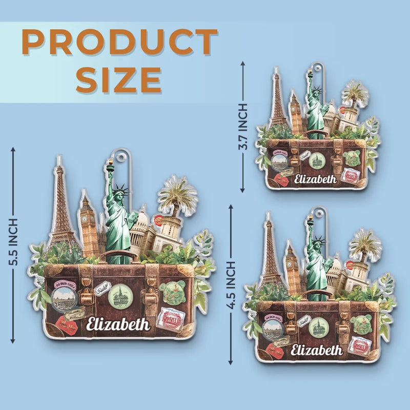 Personalized Acrylic Ornament - Christmas Gift For Travel Lovers - The World Is Your Playground