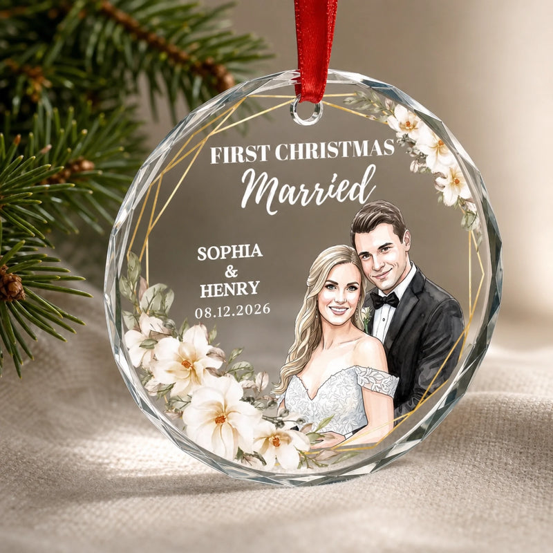 Personalized Photo Glass Ornament – Christmas, Anniversary Gift For Couple – First Christmas Together