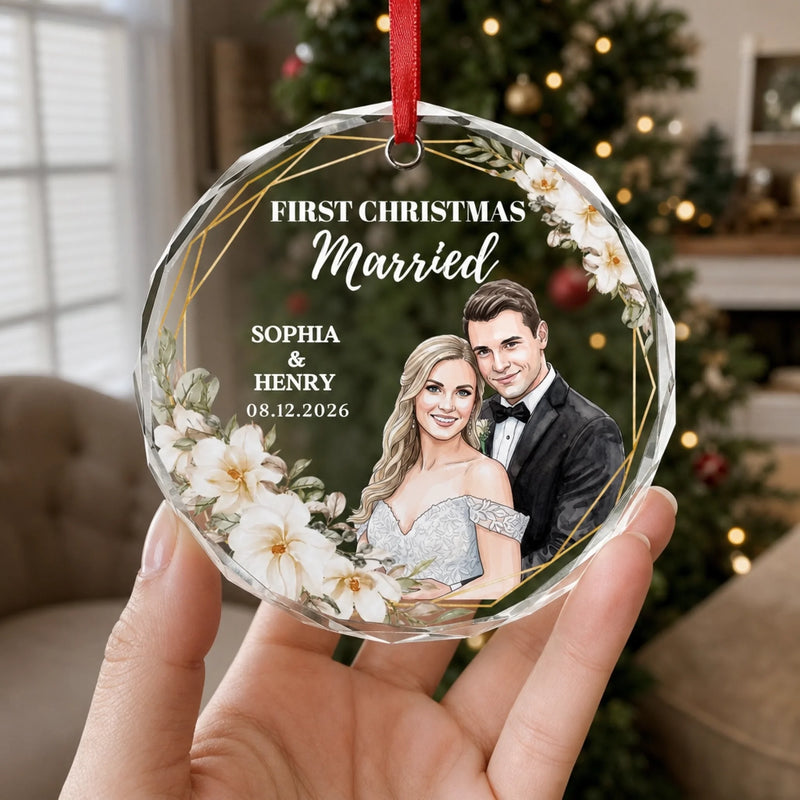 Personalized Photo Glass Ornament – Christmas, Anniversary Gift For Couple – First Christmas Together