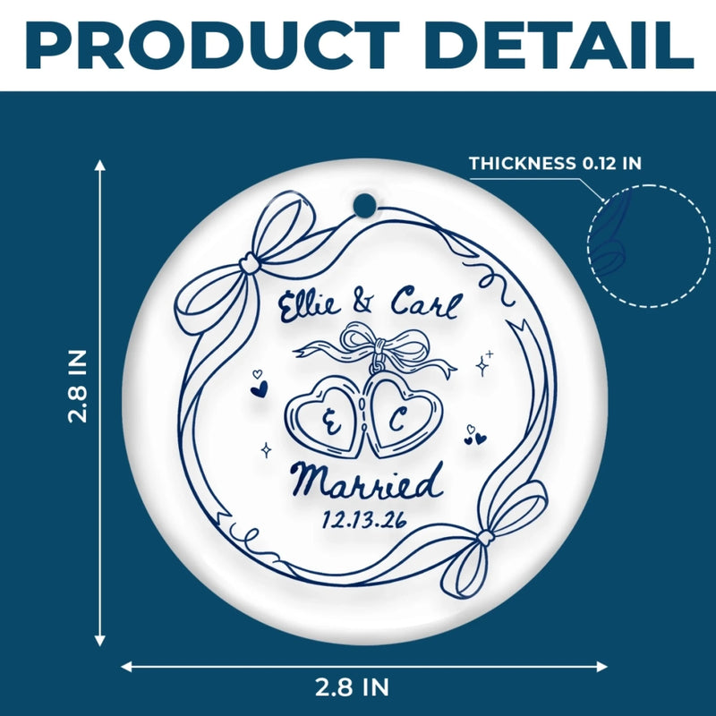 Personalized Ceramic Ornament – Christmas, Wedding Gift For Couple, Newlyweds – Our Love Story