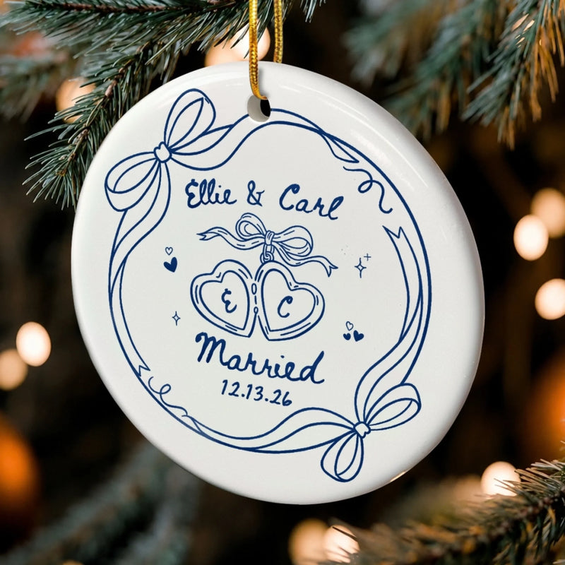 Personalized Ceramic Ornament – Christmas, Wedding Gift For Couple, Newlyweds – Our Love Story