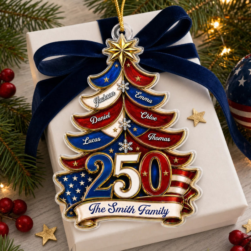Personalized Acrylic Ornament – America 250th Anniversary, Christmas Gift For Family – Home, Family, And Freedom