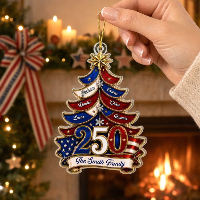 Personalized Acrylic Ornament – America 250th Anniversary, Christmas Gift For Family – Home, Family, And Freedom