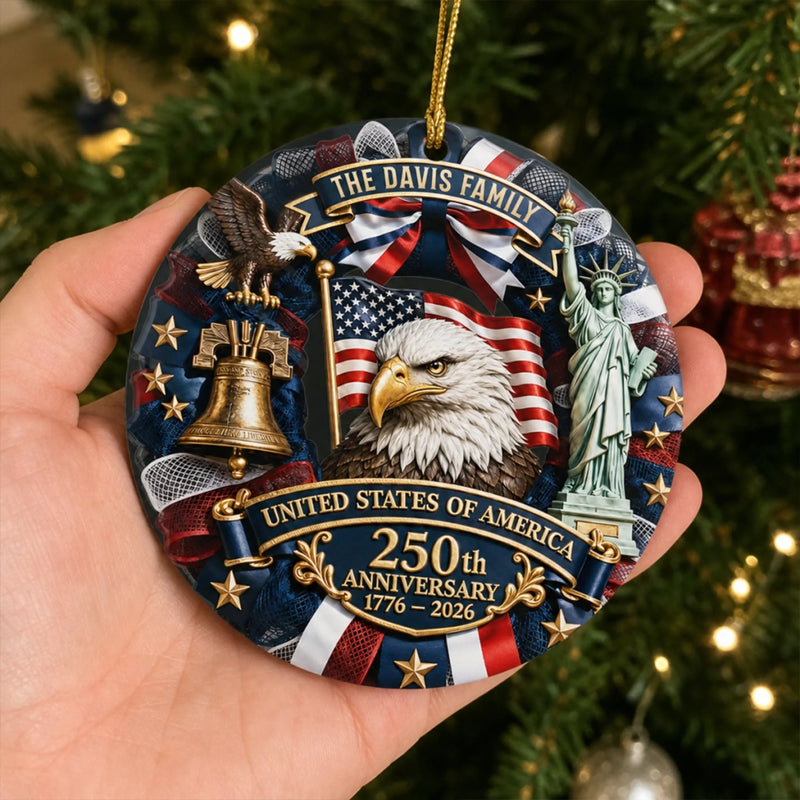 Personalized Acrylic Ornament – America 250th Anniversary, Christmas Gift For Family – Proud Of Our Roots