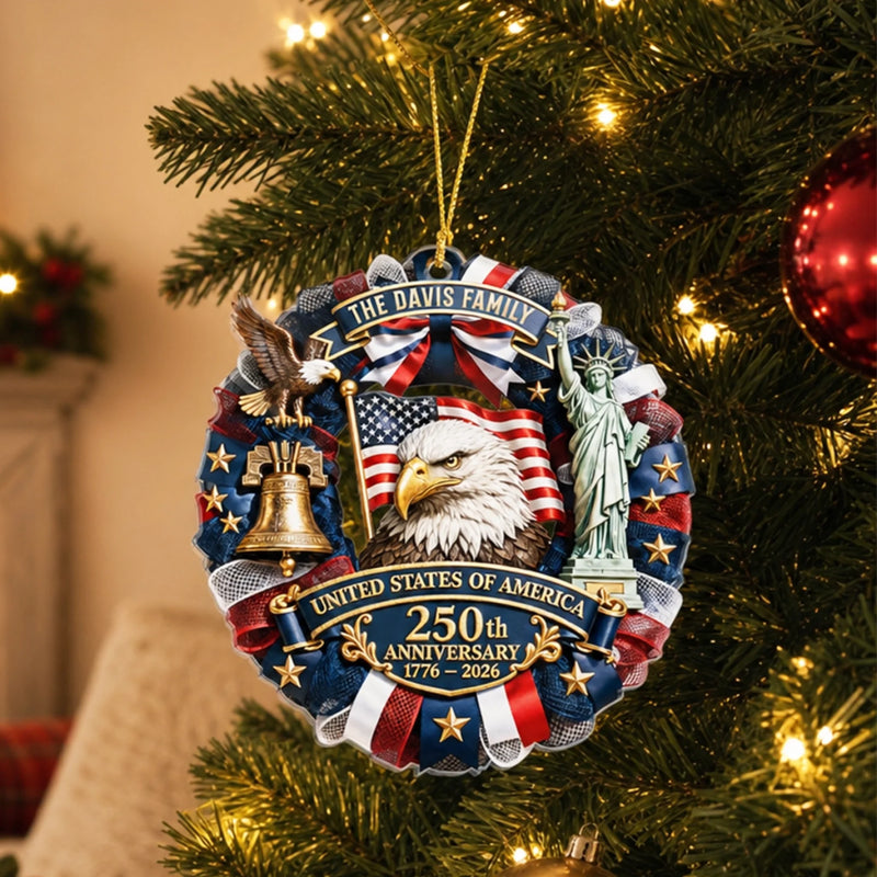 Personalized Acrylic Ornament – America 250th Anniversary, Christmas Gift For Family – Proud Of Our Roots