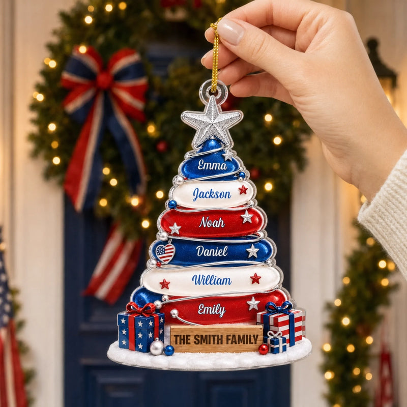 Personalized Acrylic Ornament – America 250th Anniversary, Christmas Gift For Family – Grateful For Our Freedom