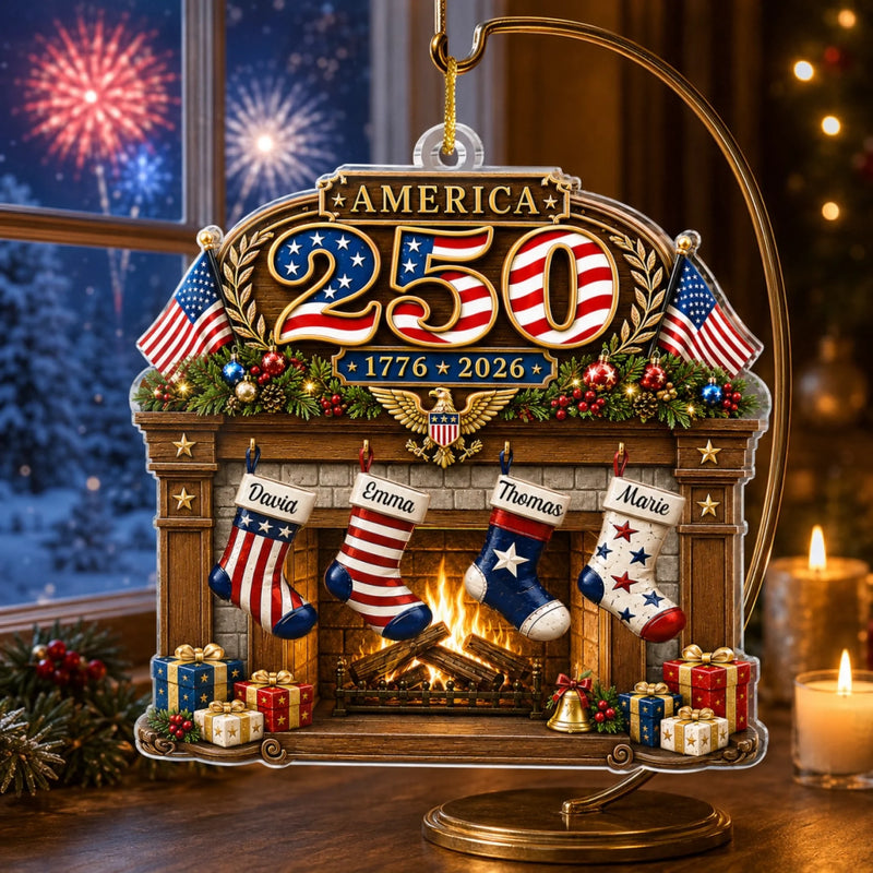 Personalized Acrylic Ornament – America 250th Anniversary, Christmas Gift For Family – Family And The American Spirit