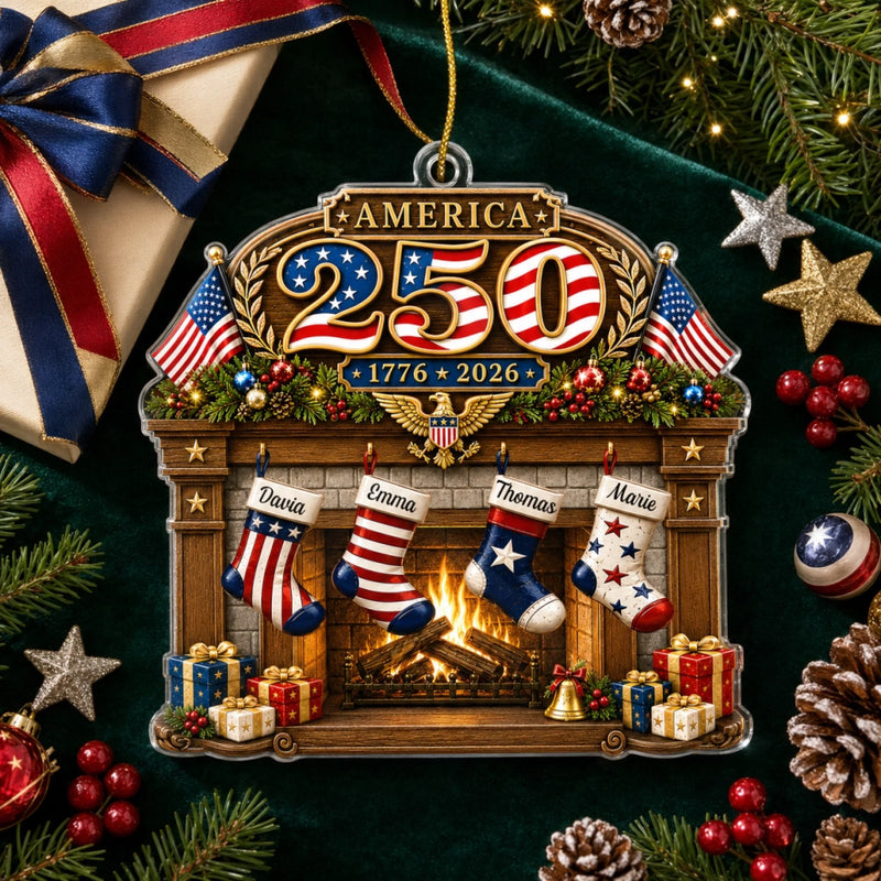 Personalized Acrylic Ornament – America 250th Anniversary, Christmas Gift For Family – Family And The American Spirit