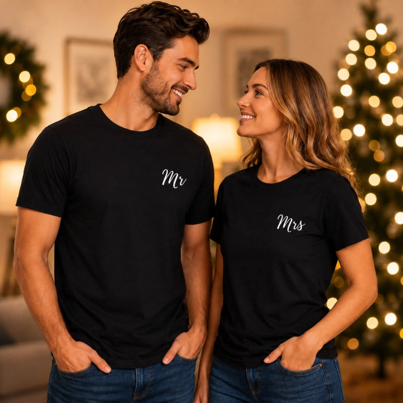 Personalized Couple T-shirt – Gift For Couple, Bride, Groom, Newlyweds – Mr & Mrs