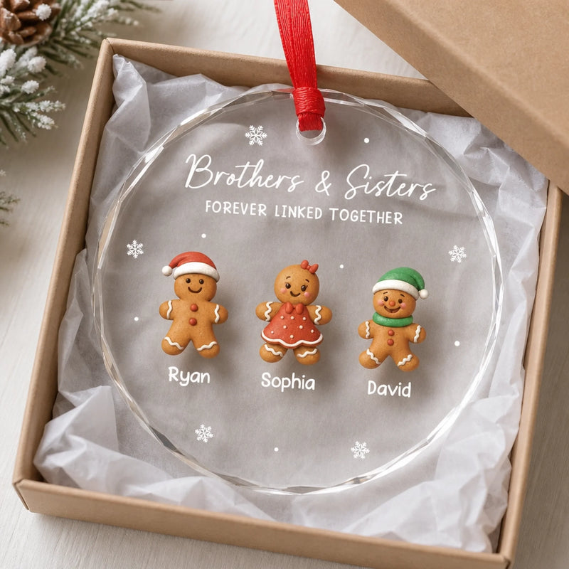 Personalized Glass Ornament - Christmas Gift For Sister, Brother, Family - Cookies Before Chores