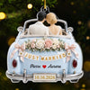 Personalized Acrylic Ornament – Christmas, Wedding Gift For Couple, Newlyweds – Our Forever Starts Here