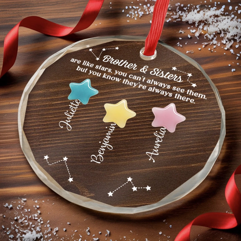 Personalized Glass Ornament - Christmas Gift For Sister, Brother, Sibling - Forever My Sibling