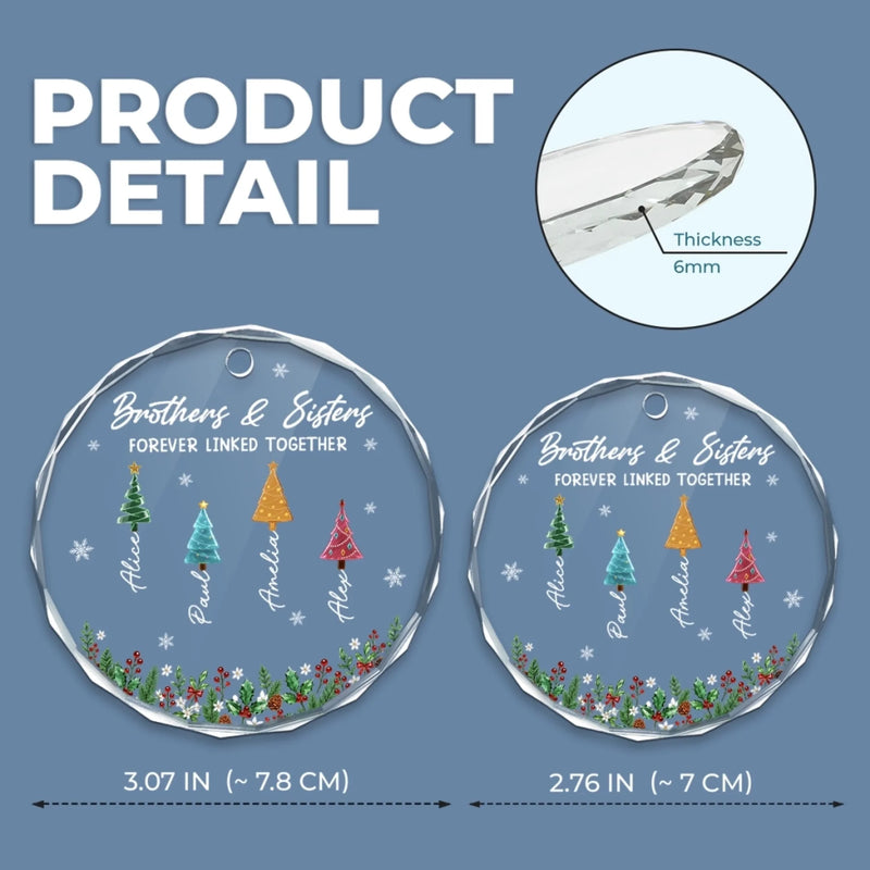 Personalized Glass Ornament - Christmas Gift For Sister, Brother, Sibling - Holiday Hearts Unite