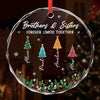 Personalized Glass Ornament - Christmas Gift For Sister, Brother, Sibling - Holiday Hearts Unite