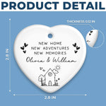 Personalized First Christmas in New Home Ceramic Ornament – Housewarming Gift For New Homeowners, Couple, Newlyweds – New Home, New Adventures