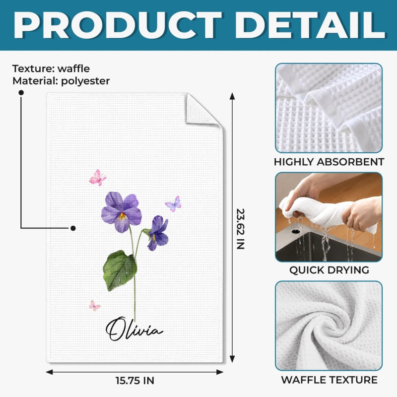 Personalized Kitchen Towel – Birthday Gift For Sister, Bestie, Best Friend – Bloom With Grace