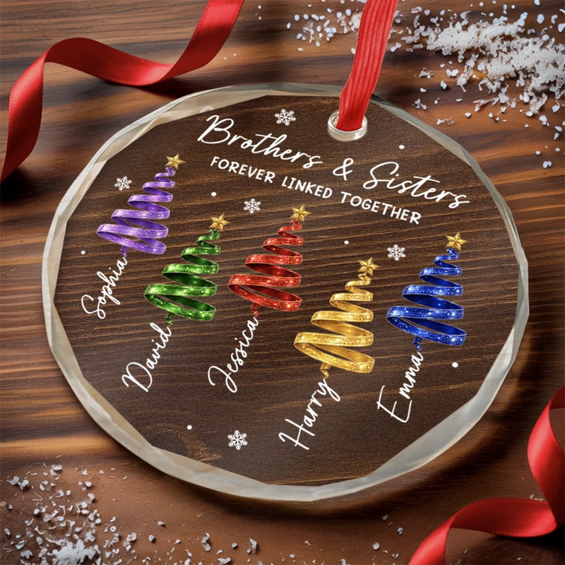 Personalized Glass Ornament - Christmas Gift For Sister, Brother, Sibling - Merry Moments Together