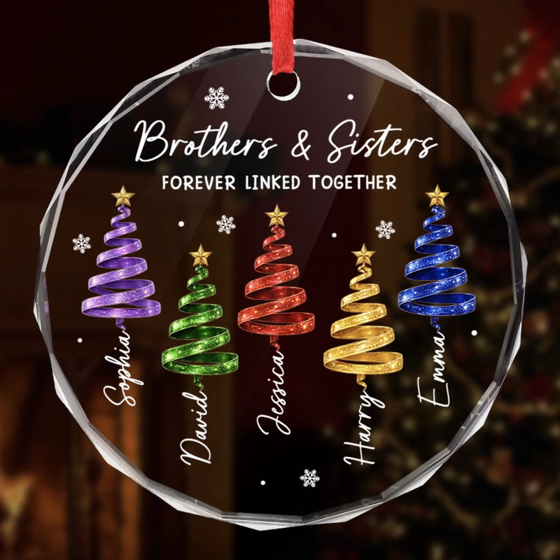 Personalized Glass Ornament - Christmas Gift For Sister, Brother, Sibling - Merry Moments Together