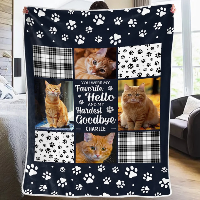 Personalized Photo Blanket - Christmas Sympathy Gift For Pet Lovers - You Were My Favorite Hello And My Hardest Goodbye