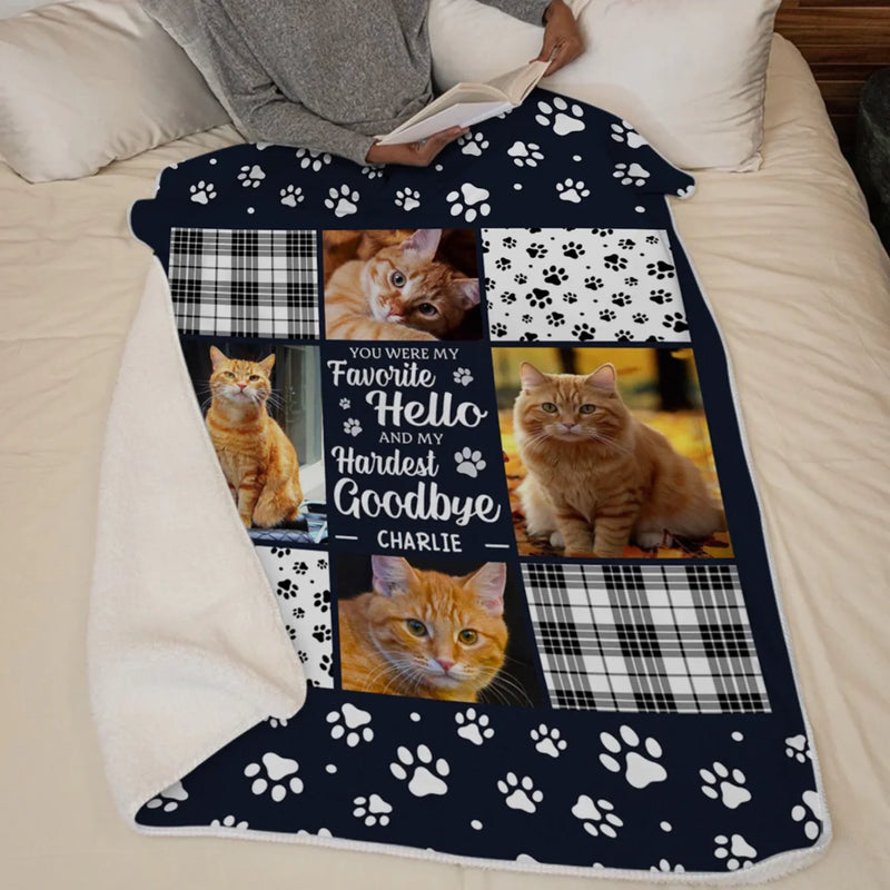 Personalized Photo Blanket - Christmas Sympathy Gift For Pet Lovers - You Were My Favorite Hello And My Hardest Goodbye