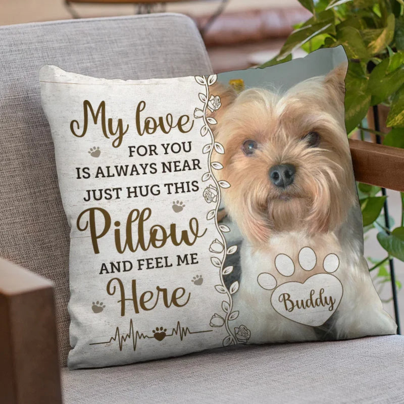Personalized Photo Pillow - Sympathy Gift For Pet Lovers - Four Paws, One Heart