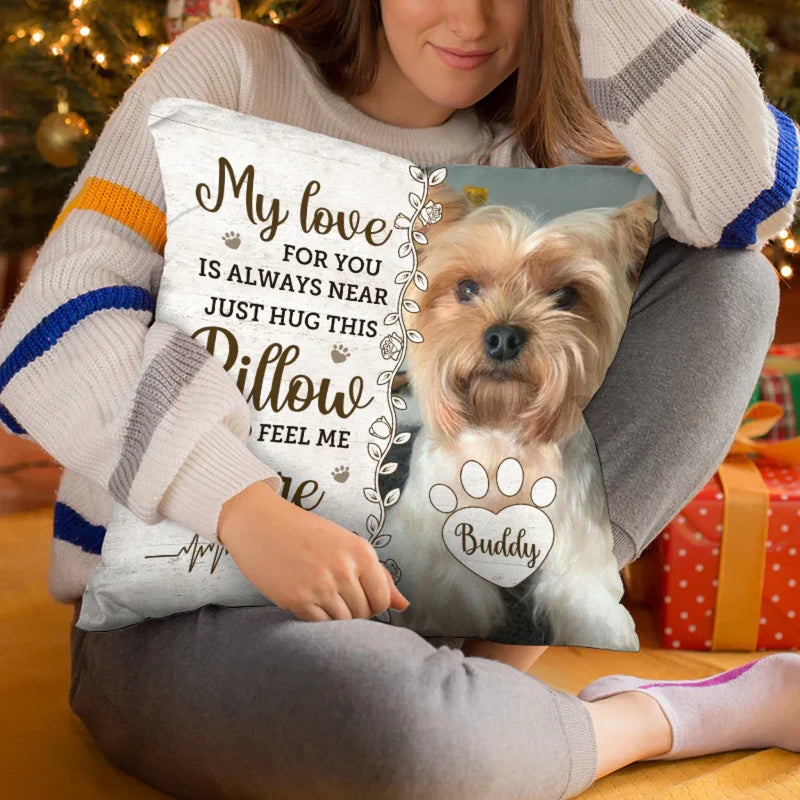 Personalized Photo Pillow - Sympathy Gift For Pet Lovers - Four Paws, One Heart