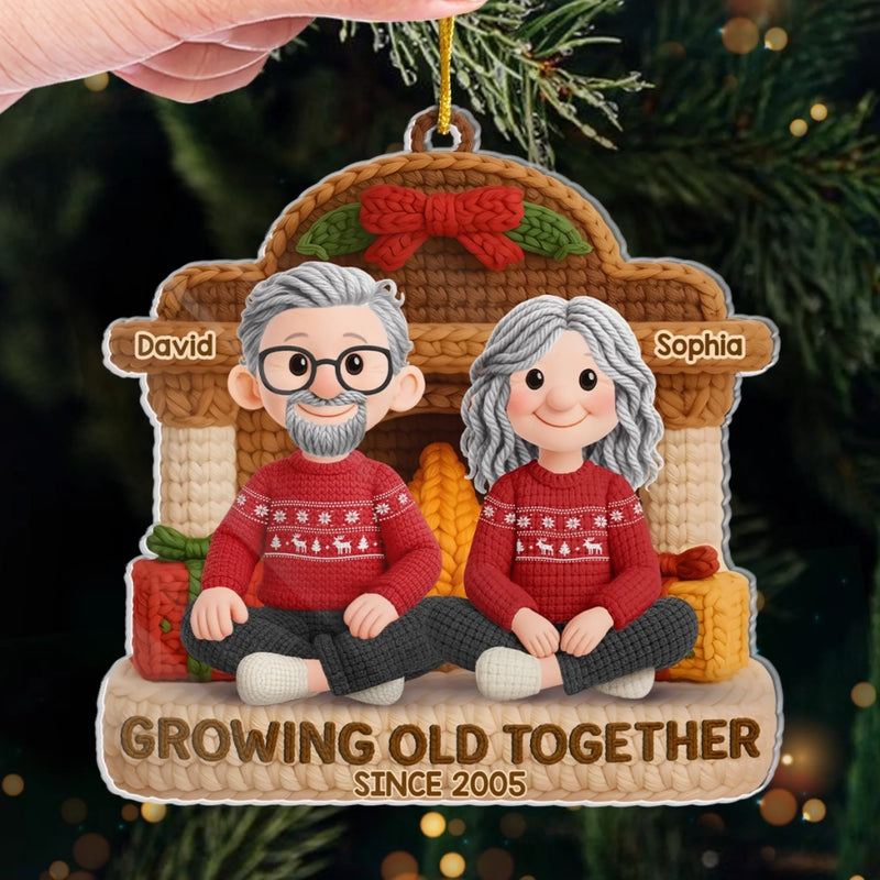 Personalized Acrylic Ornament – Christmas,  Anniversary Gift Couple – Crochet Couple, Knitted In Time