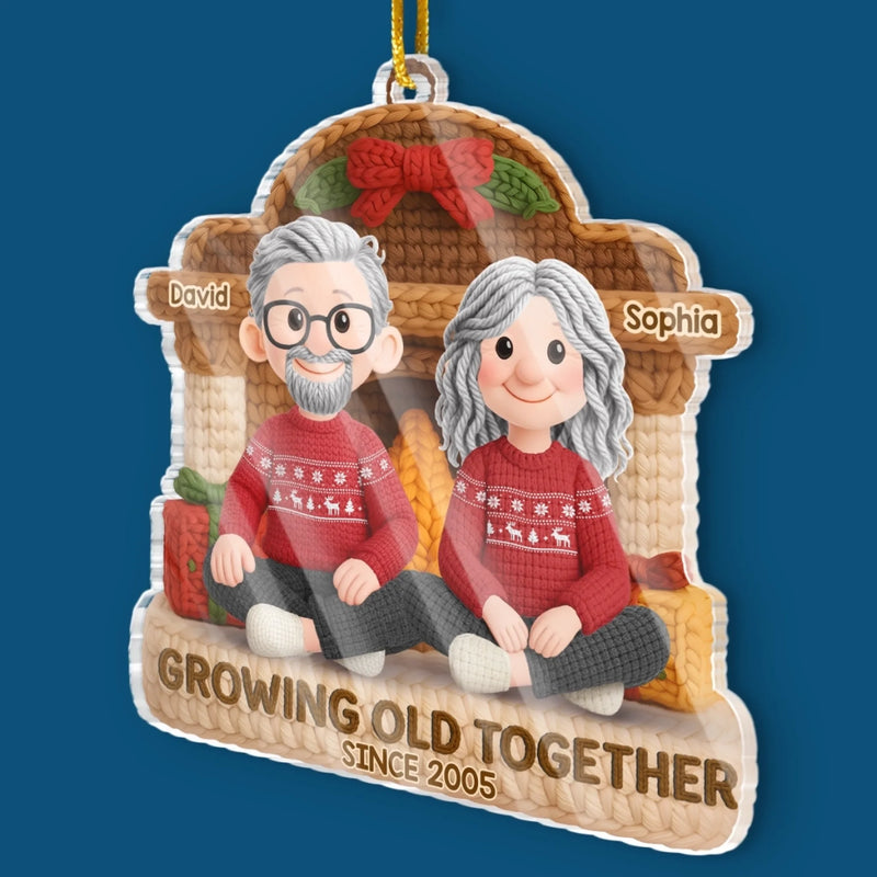 Personalized Acrylic Ornament – Christmas,  Anniversary Gift Couple – Crochet Couple, Knitted In Time