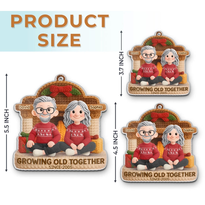Personalized Acrylic Ornament – Christmas,  Anniversary Gift Couple – Crochet Couple, Knitted In Time