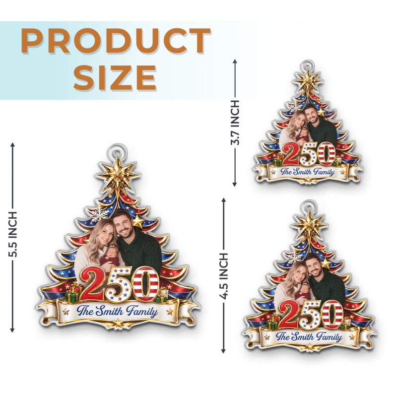 Personalized Photo Acrylic Ornament – America 250th Anniversary Christmas Gift For Family – Together For The Holidays