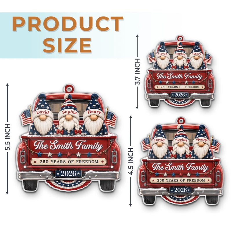 Personalized Acrylic Ornament – America 250th Anniversary Christmas Gift For Family – Driving Home Freedom And Family Love