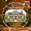 Personalized Photo Circle Glass Ornament – Christmas, Housewarming Gift For New Homeowners, Couple – New Keys New Memories
