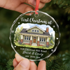 Personalized Photo Circle Glass Ornament – Christmas, Housewarming Gift For New Homeowners, Couple – New Keys New Memories