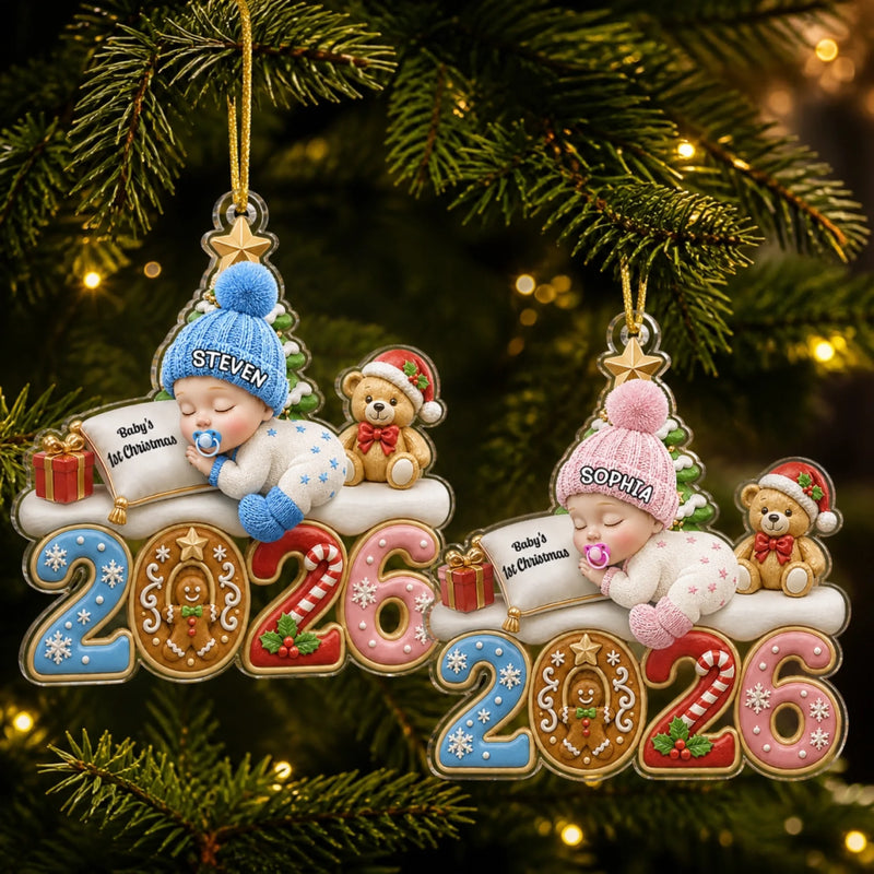 Personalized Acrylic Ornament – Christmas, Baby Shower Gift For New Parents, Baby – The Merriest Little Miracle