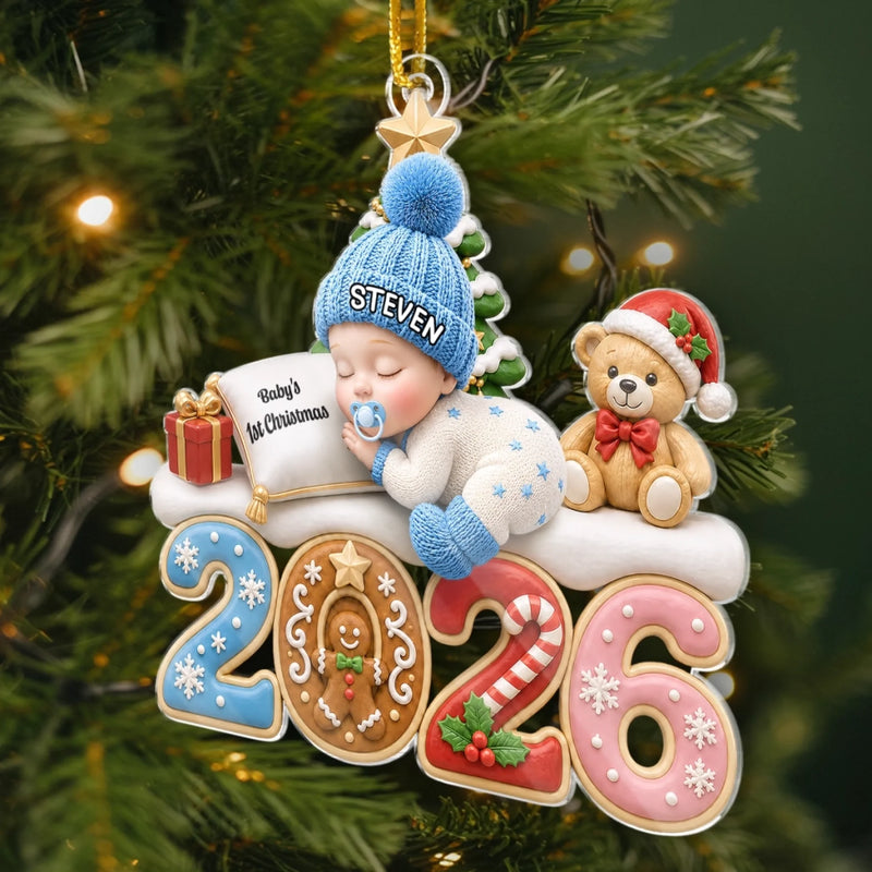 Personalized Acrylic Ornament – Christmas, Baby Shower Gift For New Parents, Baby – The Merriest Little Miracle