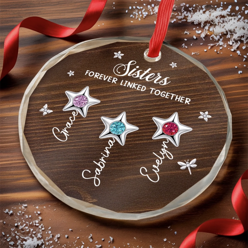 Personalized Glass Ornament - Christmas Gift For Sister, Brother, Sibling - Golden Winter Moments