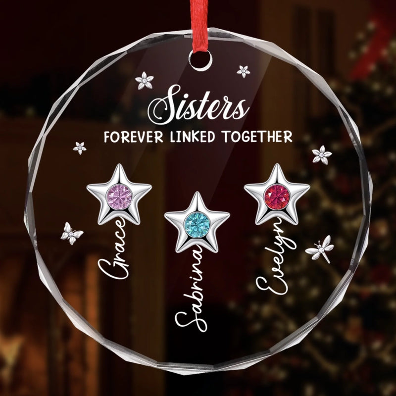 Personalized Glass Ornament - Christmas Gift For Sister, Brother, Sibling - Golden Winter Moments