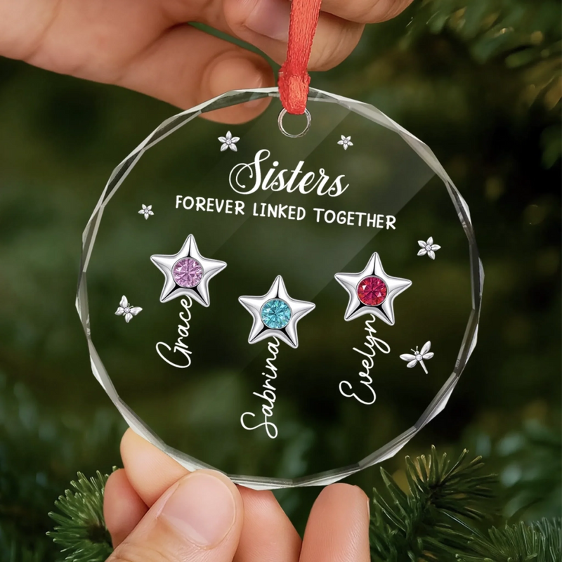Personalized Glass Ornament - Christmas Gift For Sister, Brother, Sibling - Golden Winter Moments