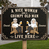 Personalized Home Decor Metal Sign - Anniversary Gift For Couple - Sweet Love, Grumpy Man