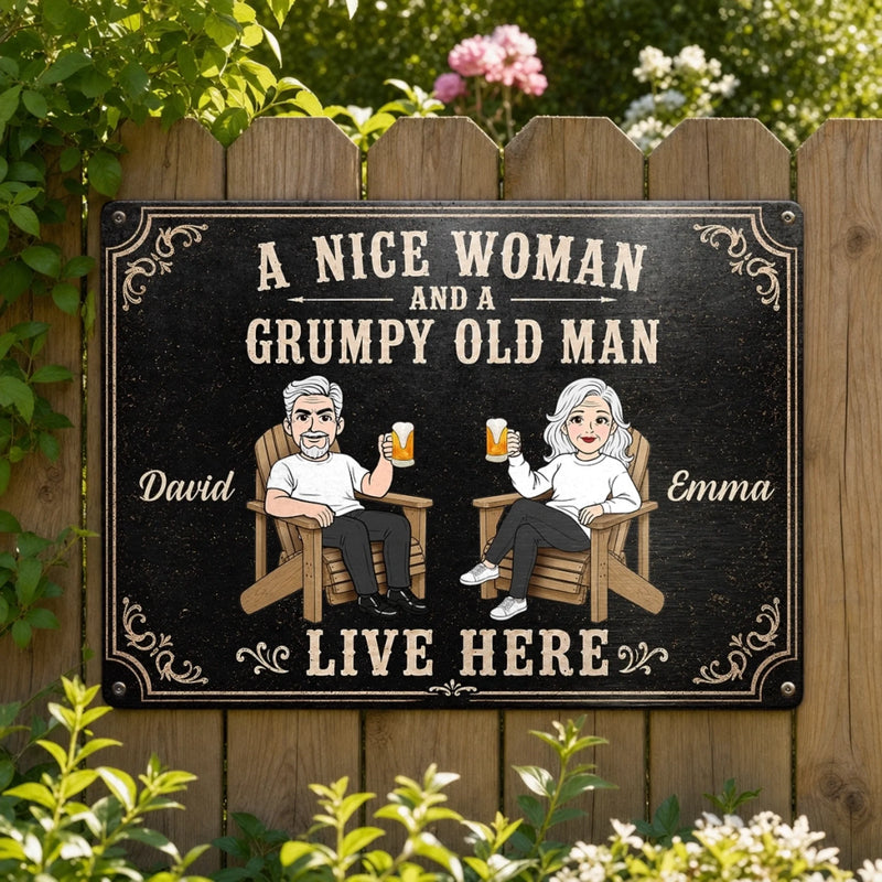 Personalized Home Decor Metal Sign - Anniversary Gift For Couple - Sweet Love, Grumpy Man