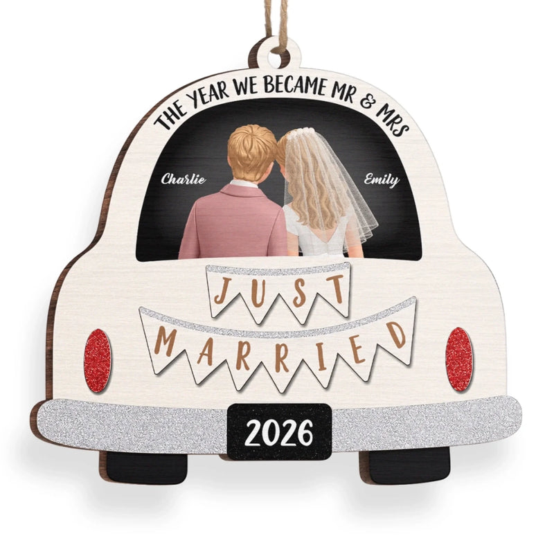 Personalized Wood Ornament – Christmas, Anniversary Gift For Couple, Newlyweds – Santa's Favorite Couple