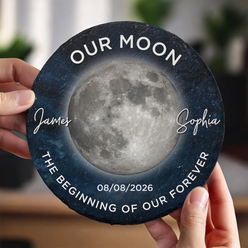 Personalized Round Shaped Stone With Stand - Anniversary Gift For Couple - Next Stop Forever