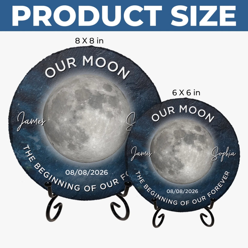 Personalized Round Shaped Stone With Stand - Anniversary Gift For Couple - Next Stop Forever