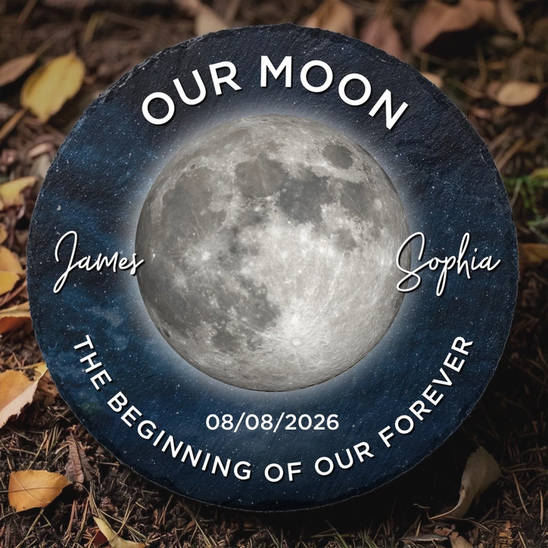 Personalized Round Shaped Stone With Stand - Anniversary Gift For Couple - Next Stop Forever