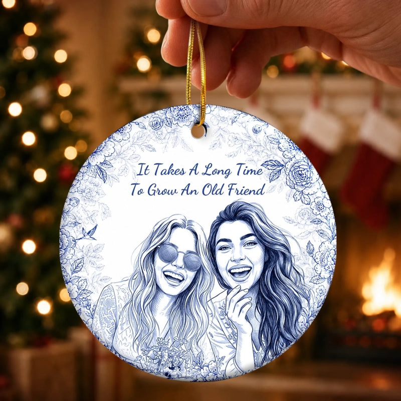 Personalized Photo Ceramic Ornament – Gift For Sister, Bestie, Best Friend – Too Much Fun Together