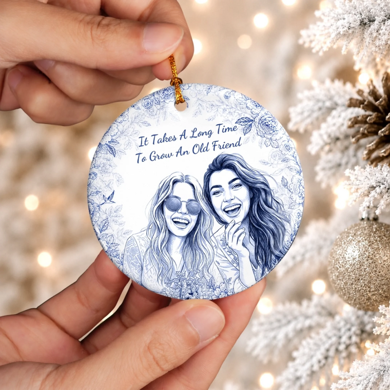Personalized Photo Ceramic Ornament – Gift For Sister, Bestie, Best Friend – Too Much Fun Together
