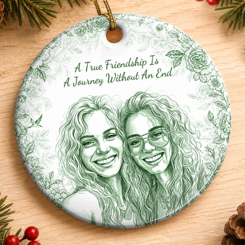 Personalized Photo Ceramic Ornament – Gift For Sister, Bestie, Best Friend – Too Much Fun Together