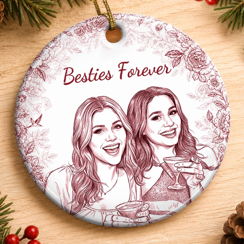 Personalized Photo Ceramic Ornament – Gift For Sister, Bestie, Best Friend – Too Much Fun Together