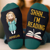 Personalized Shhh I'm Reading Crew Socks – Gift for Book Lovers - Sorry I'm Booked
